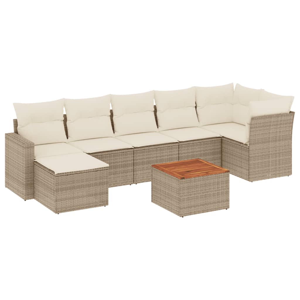 8-delige Loungeset met kussens poly rattan beige is nu te koop bij PeponiXL, paradijselijk wonen!