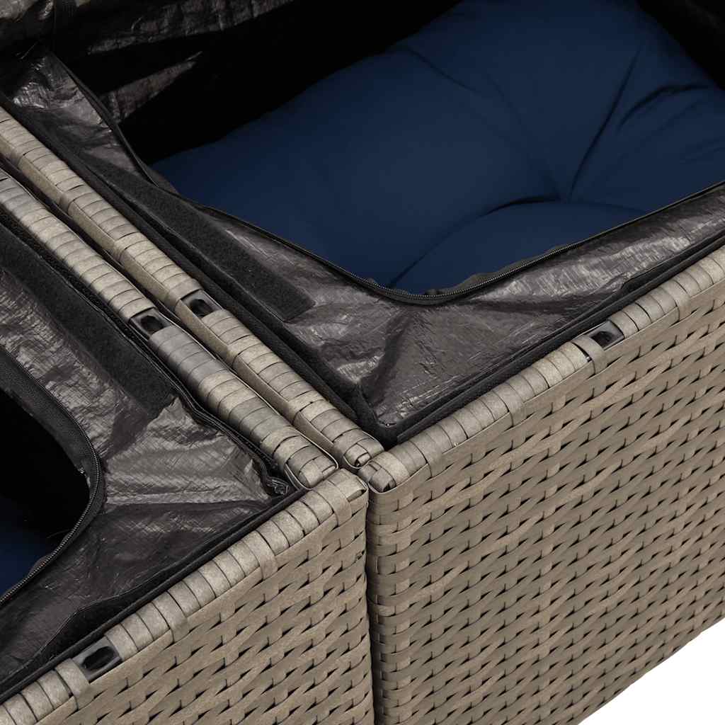 8-delige tuinbankset met kussens, grijs polyrotan is nu te koop bij PeponiXL, paradijselijk wonen!