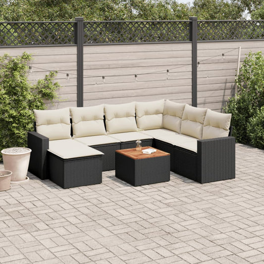 8-delige Loungeset met kussens poly rattan zwart is nu te koop bij PeponiXL, paradijselijk wonen!