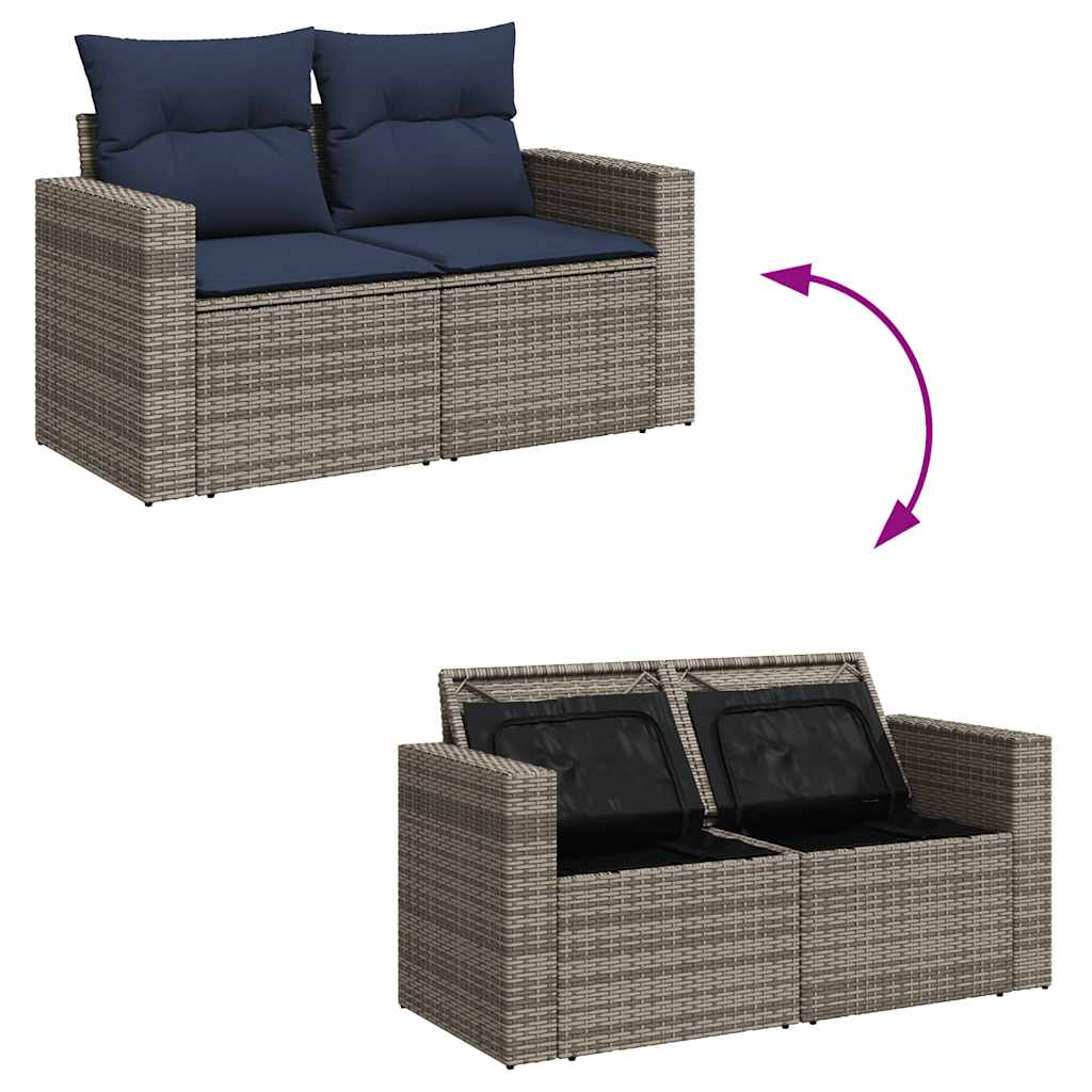 7-delige tuinbankset met kussens, grijs polyrotan is nu te koop bij PeponiXL, paradijselijk wonen!