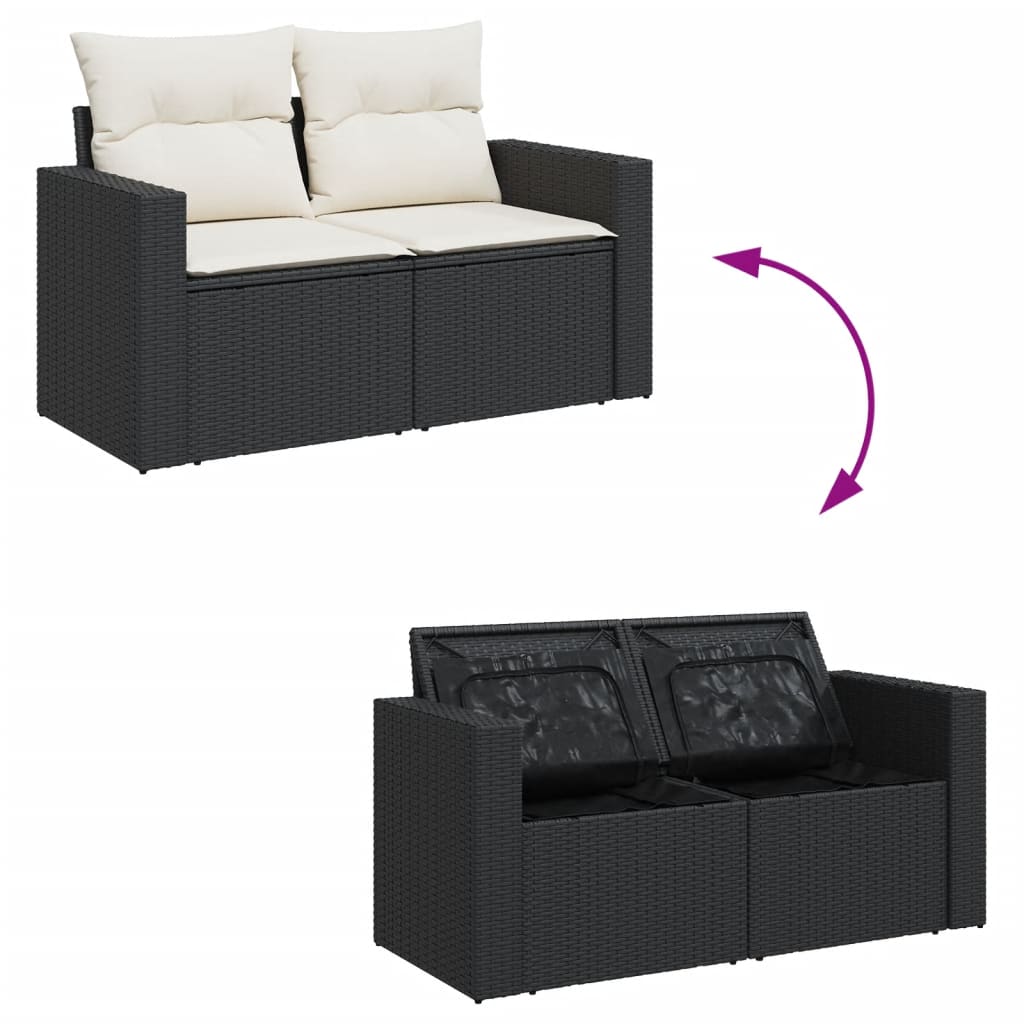 8-delige Loungeset met kussens poly rattan zwart is nu te koop bij PeponiXL, paradijselijk wonen!