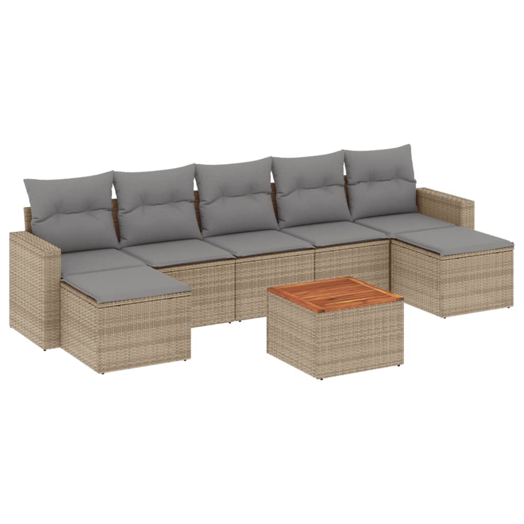 8-delige Loungeset met kussens poly rattan gemengd beige is nu te koop bij PeponiXL, paradijselijk wonen!