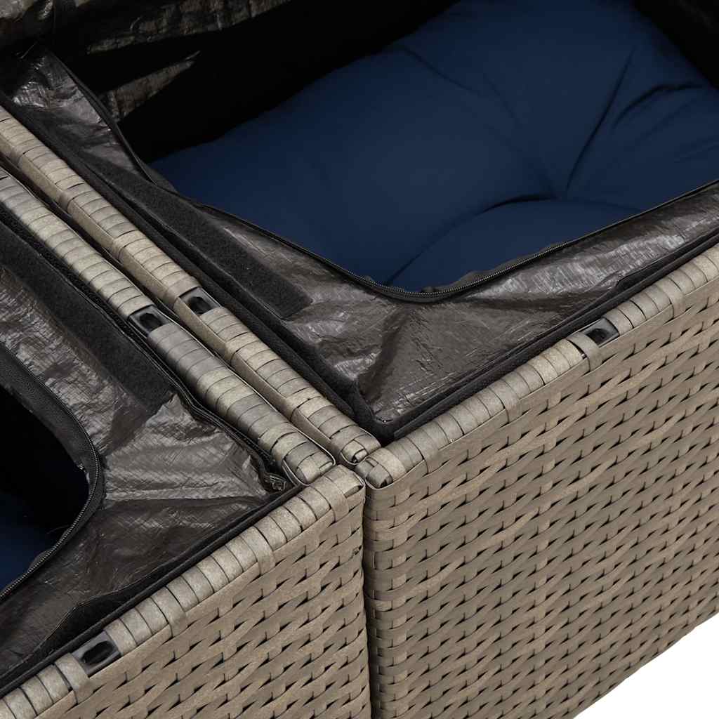 9-delige tuinbankset met kussens, grijs polyrotan is nu te koop bij PeponiXL, paradijselijk wonen!