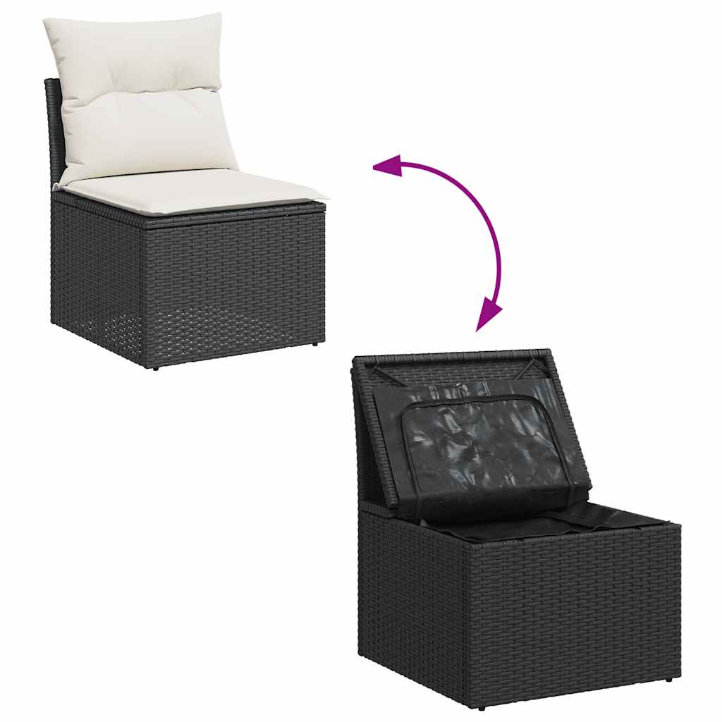 10-delige Loungeset met kussens poly rattan zwart is nu te koop bij PeponiXL, paradijselijk wonen!