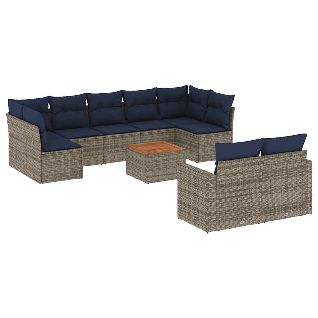 10-delige Loungeset met kussens poly rattan grijs is nu te koop bij PeponiXL, paradijselijk wonen!