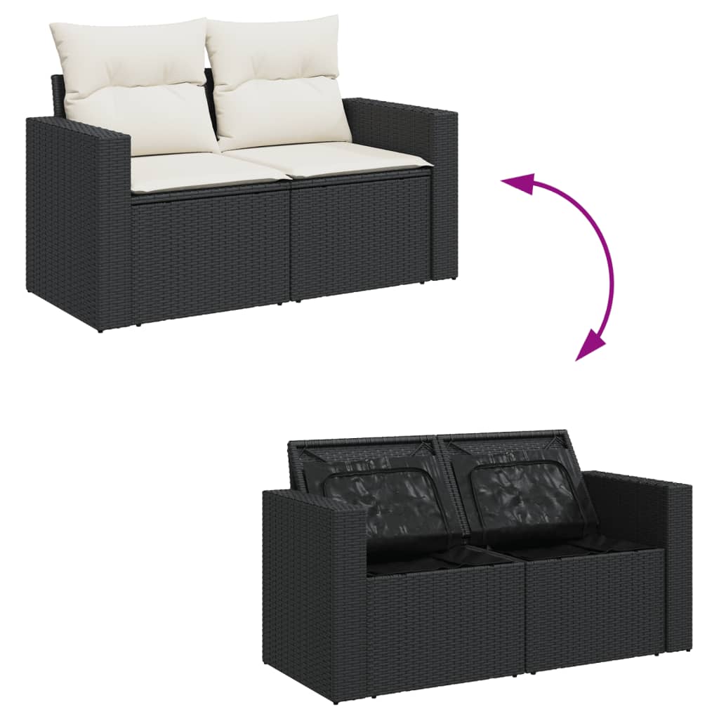 11-delige Loungeset met kussens poly rattan zwart is nu te koop bij PeponiXL, paradijselijk wonen!