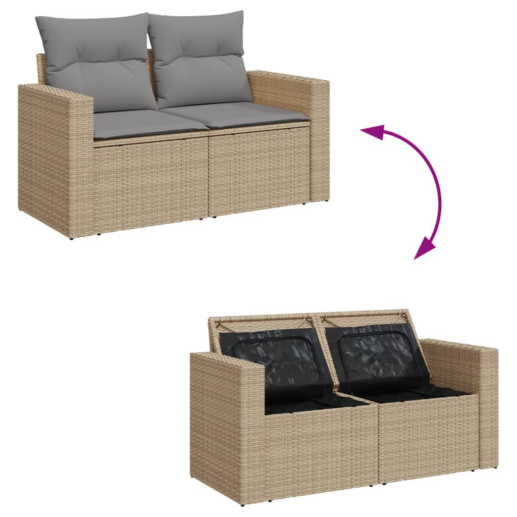 11-delige Loungeset met kussens poly rattan gemengd beige is nu te koop bij PeponiXL, paradijselijk wonen!