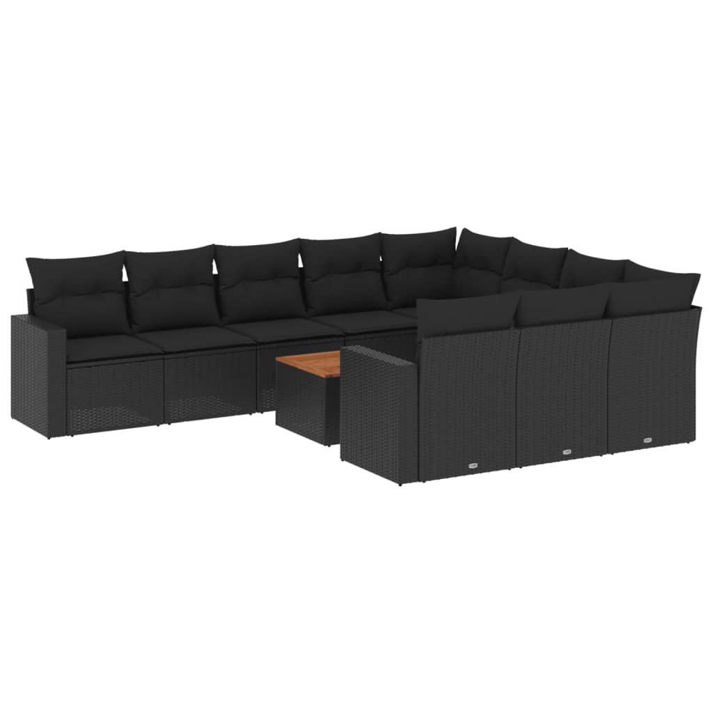 11-delige Loungeset met kussens poly rattan zwart is nu te koop bij PeponiXL, paradijselijk wonen!