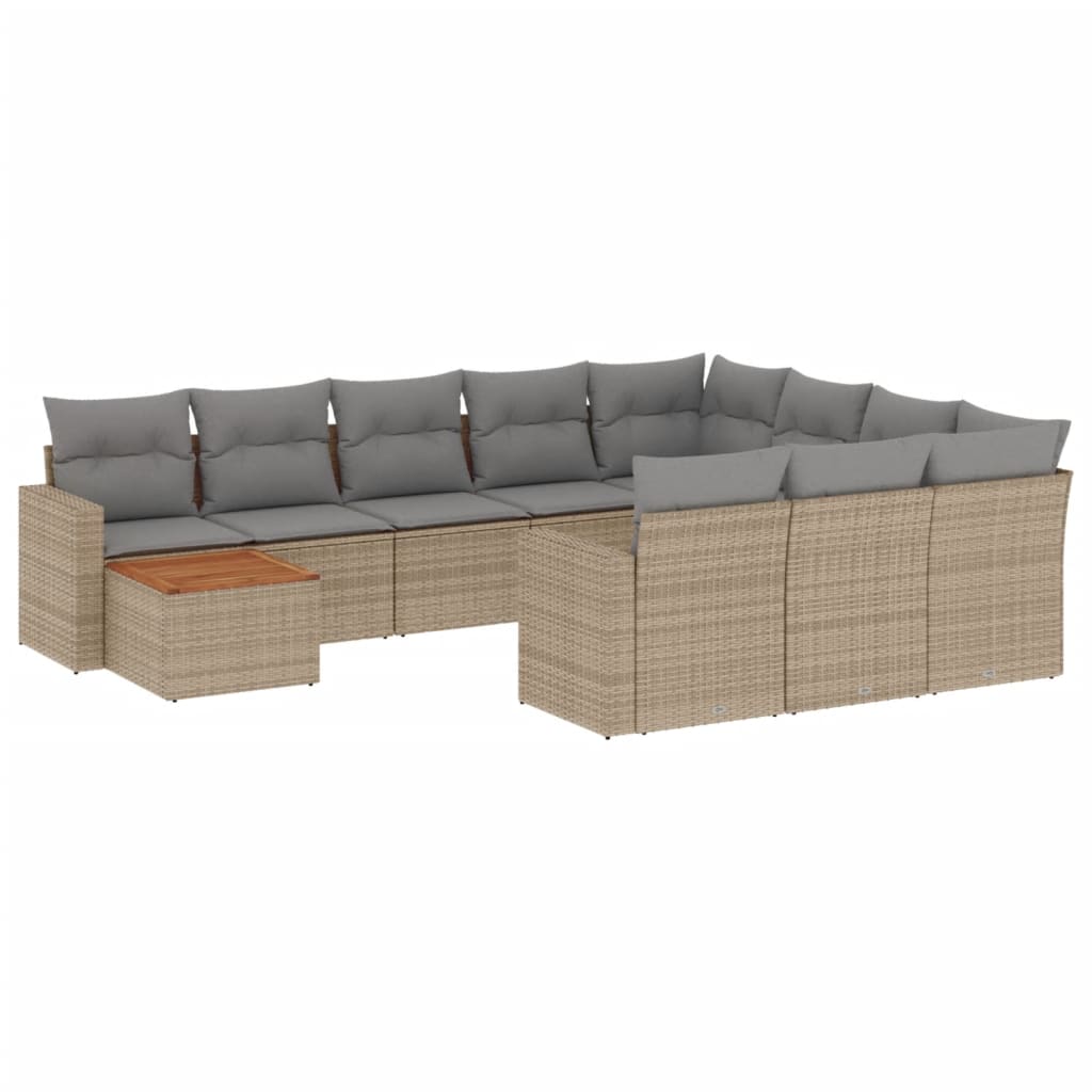 11-delige Loungeset met kussens poly rattan gemengd beige is nu te koop bij PeponiXL, paradijselijk wonen!