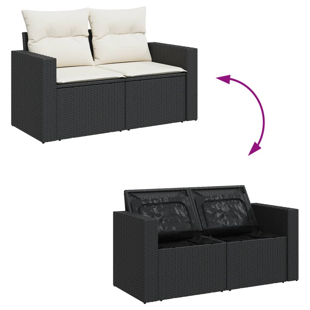 10-delige Loungeset met kussens poly rattan zwart is nu te koop bij PeponiXL, paradijselijk wonen!