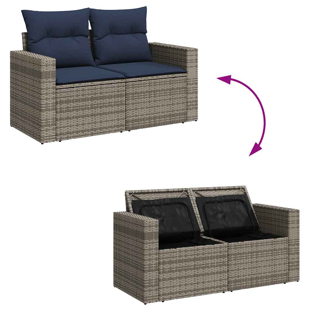 10-delige tuinbankset met kussens, grijs polyrotan is nu te koop bij PeponiXL, paradijselijk wonen!