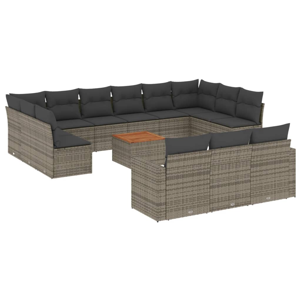 14-delige Loungeset met kussens poly rattan grijs is nu te koop bij PeponiXL, paradijselijk wonen!