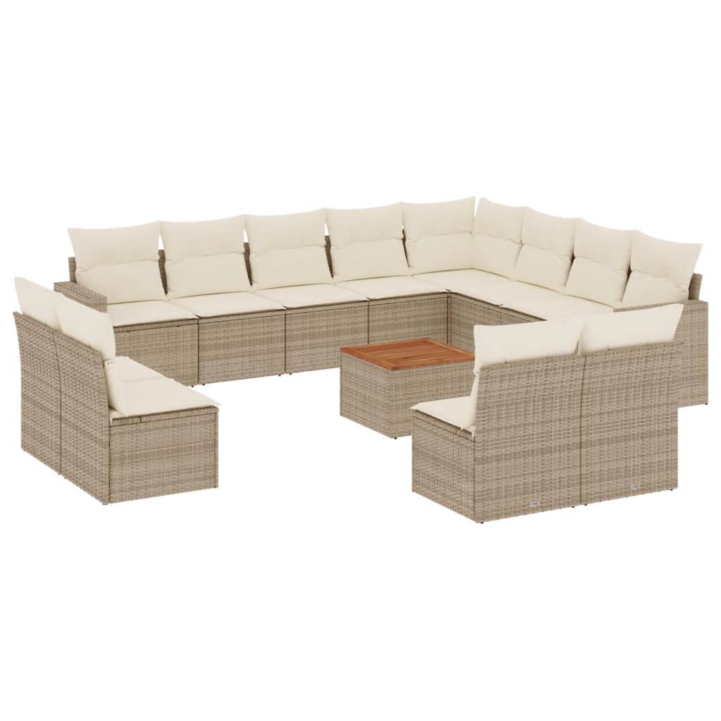 13-delige Loungeset met kussens poly rattan beige is nu te koop bij PeponiXL, paradijselijk wonen!