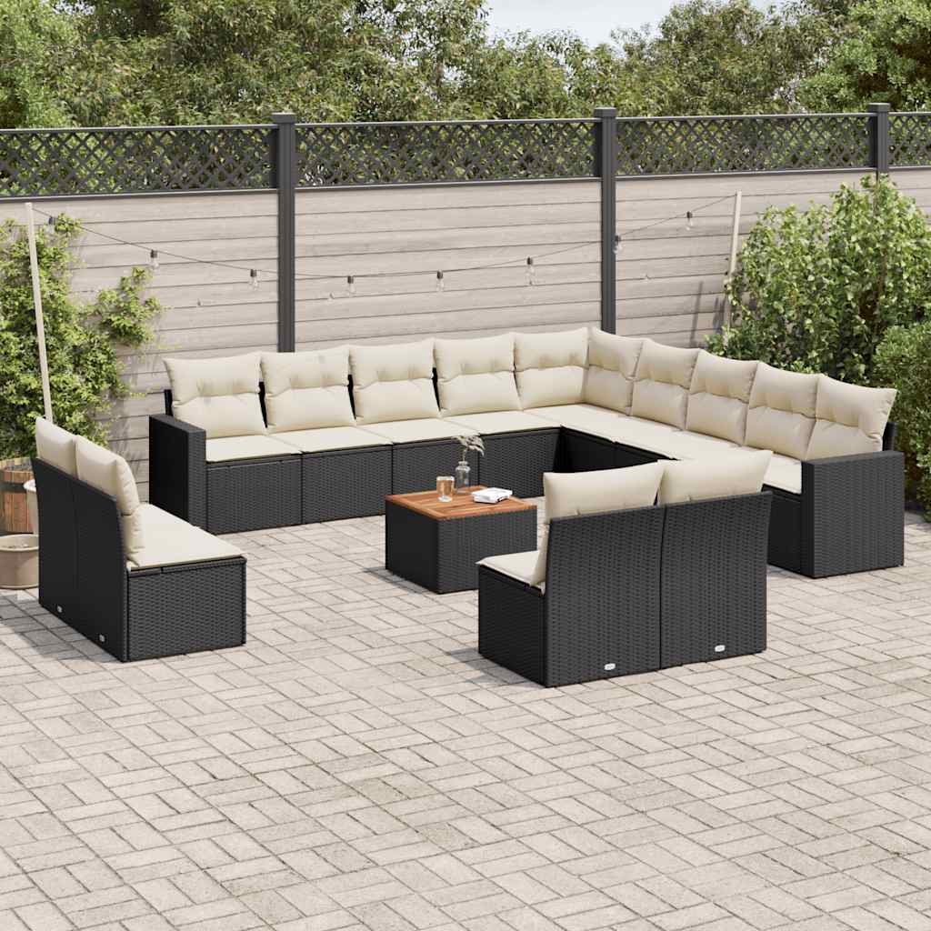 14-delige Loungeset met kussens poly rattan zwart is nu te koop bij PeponiXL, paradijselijk wonen!