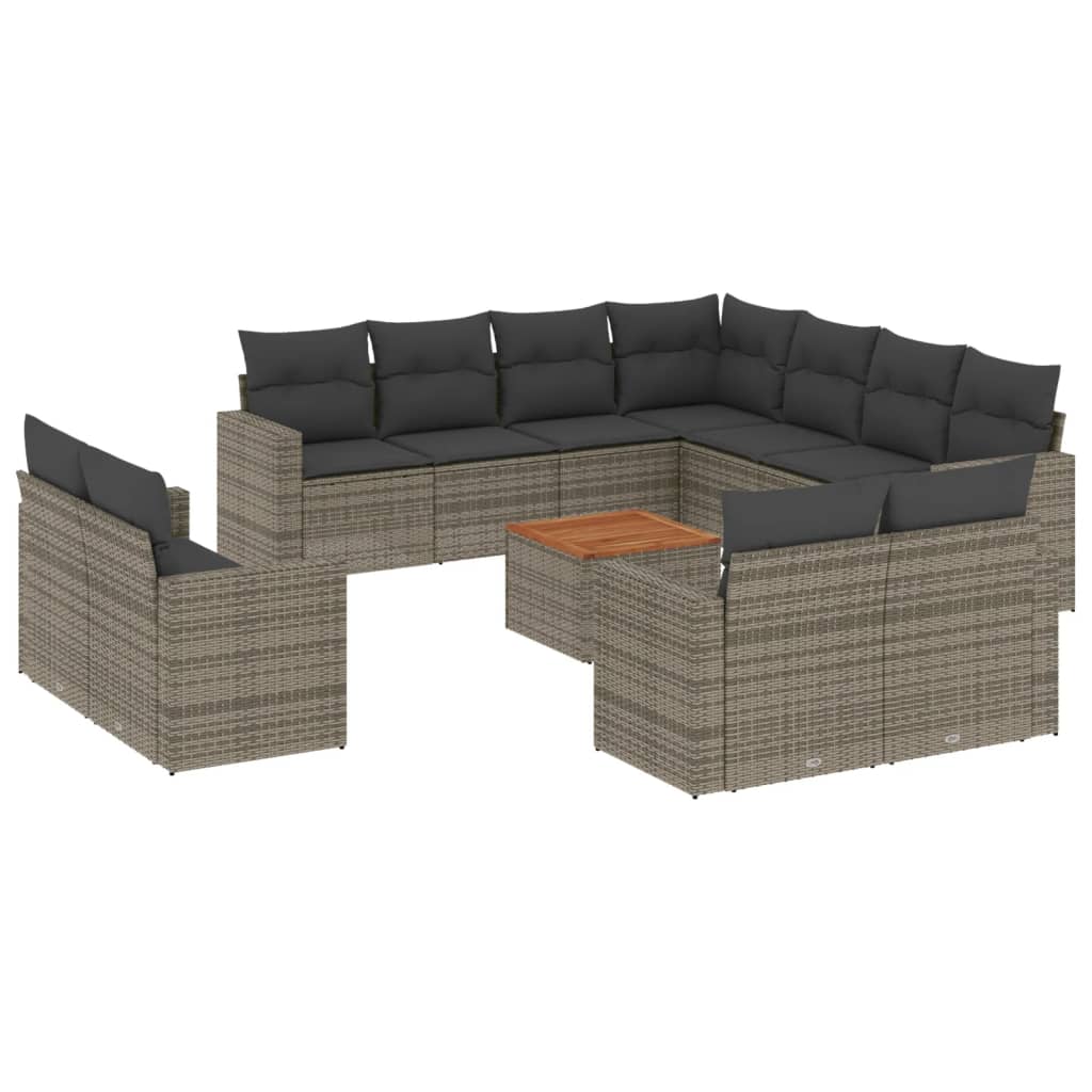 12-delige Loungeset met kussens poly rattan grijs is nu te koop bij PeponiXL, paradijselijk wonen!