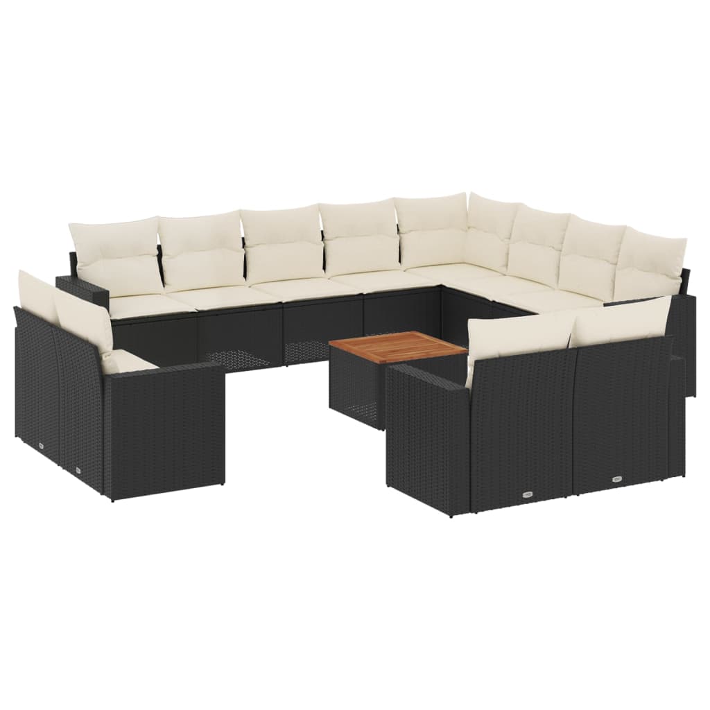 13-delige Loungeset met kussens poly rattan zwart is nu te koop bij PeponiXL, paradijselijk wonen!