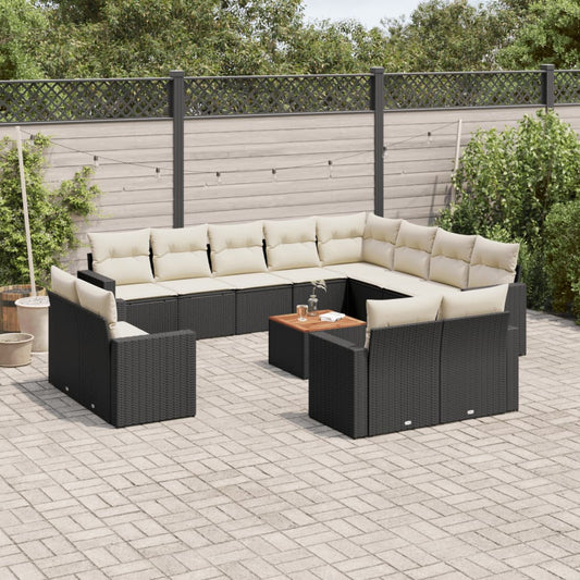 13-delige Loungeset met kussens poly rattan zwart is nu te koop bij PeponiXL, paradijselijk wonen!