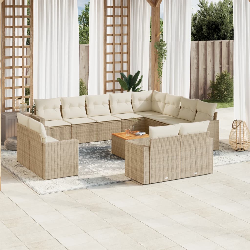 13-delige Loungeset met kussens poly rattan beige is nu te koop bij PeponiXL, paradijselijk wonen!