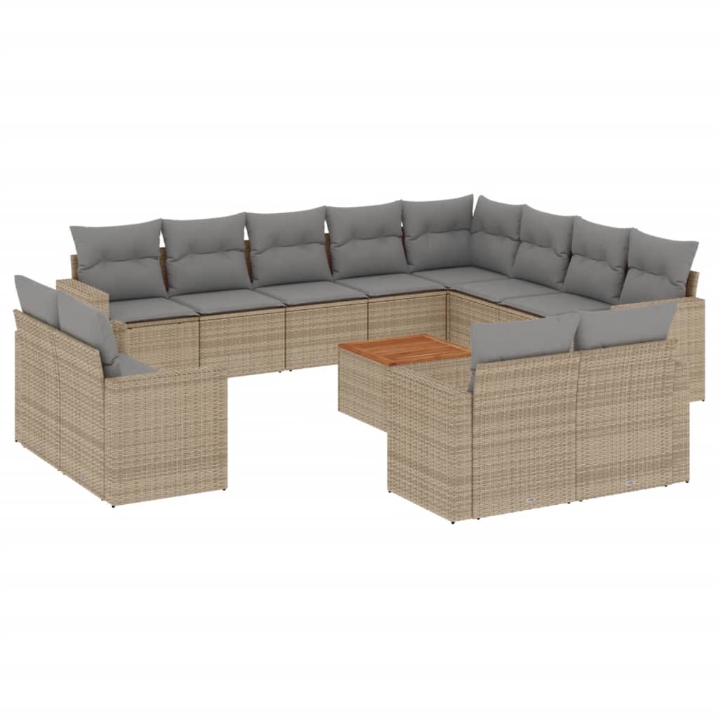 13-delige Loungeset met kussens poly rattan gemengd beige is nu te koop bij PeponiXL, paradijselijk wonen!