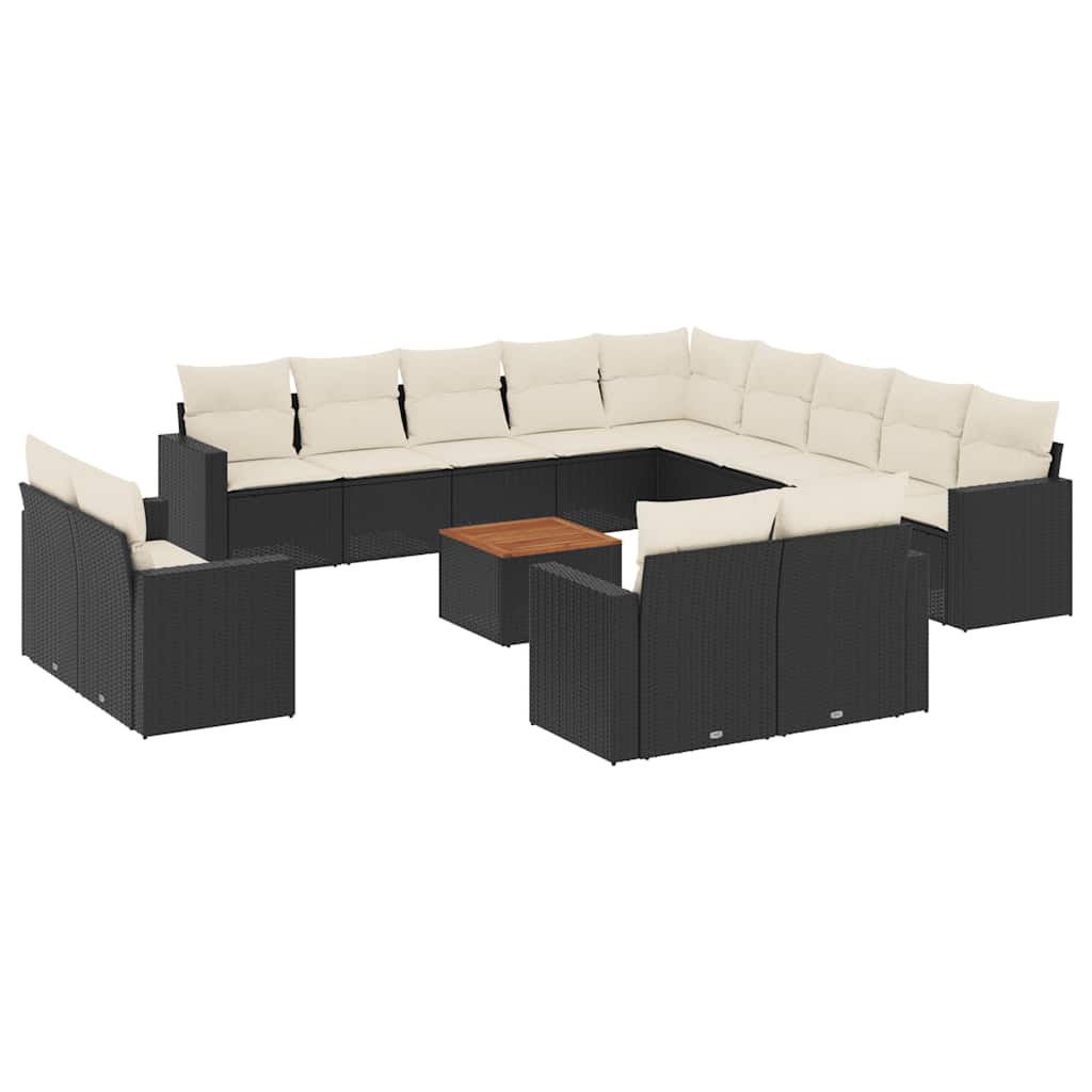 14-delige Loungeset met kussens poly rattan zwart is nu te koop bij PeponiXL, paradijselijk wonen!
