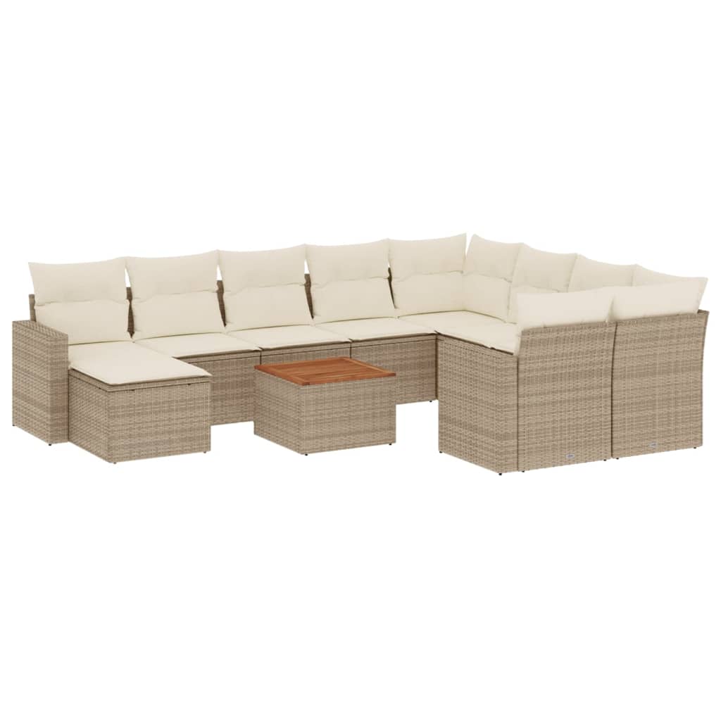 11-delige Tuinset met kussens poly rattan beige is nu te koop bij PeponiXL, paradijselijk wonen!