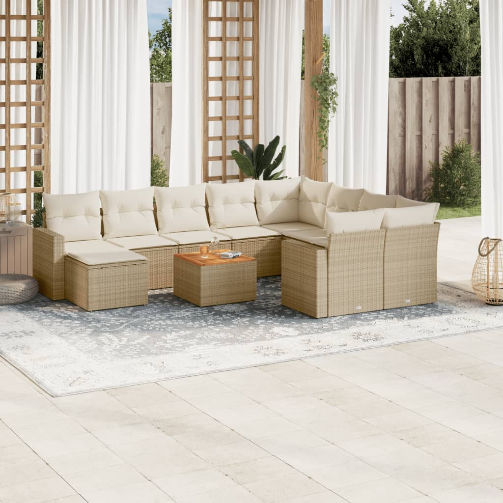 11-delige Tuinset met kussens poly rattan beige is nu te koop bij PeponiXL, paradijselijk wonen!