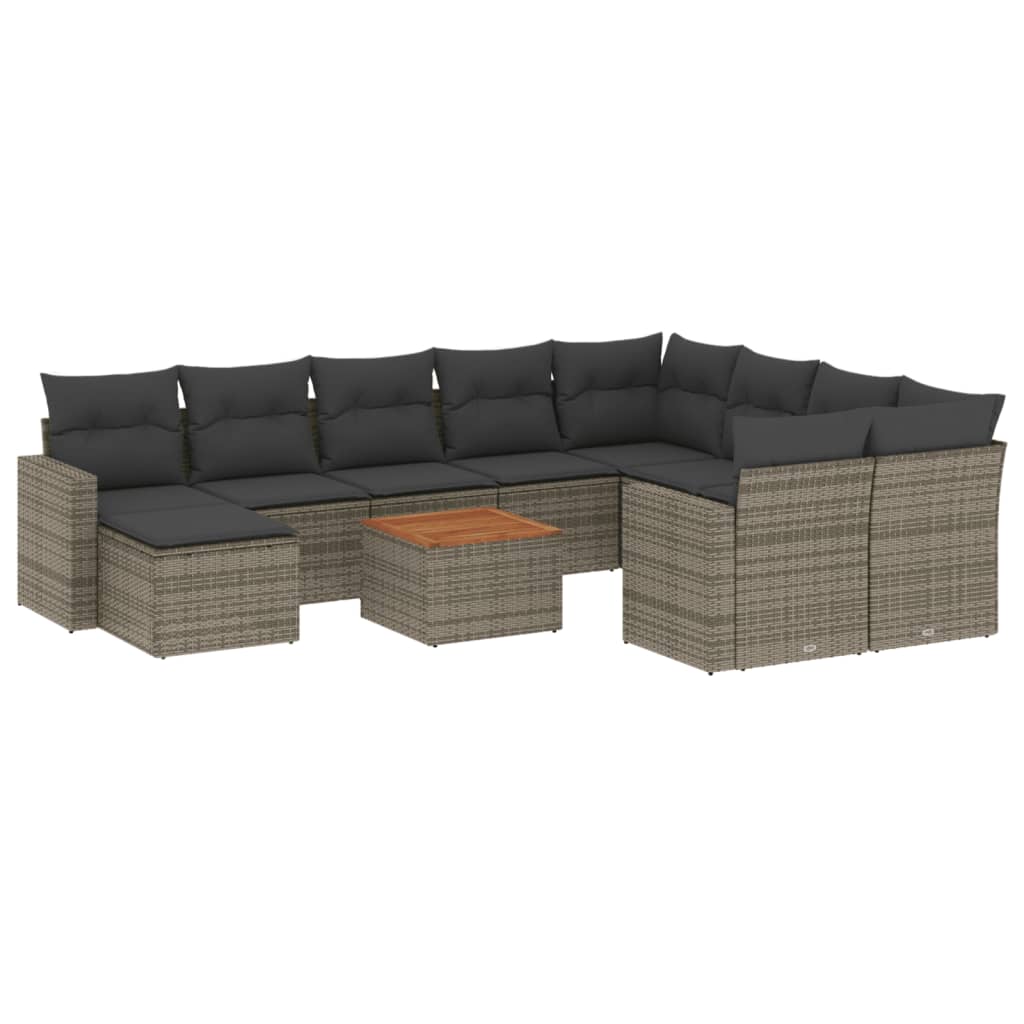 11-delige Loungeset met kussens poly rattan grijs is nu te koop bij PeponiXL, paradijselijk wonen!
