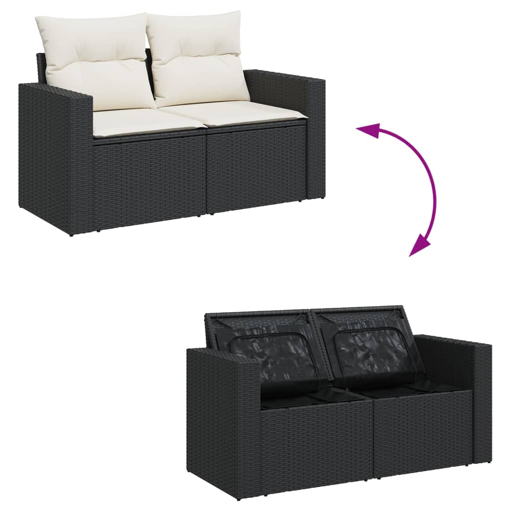 12-delige Loungeset met kussens poly rattan zwart is nu te koop bij PeponiXL, paradijselijk wonen!