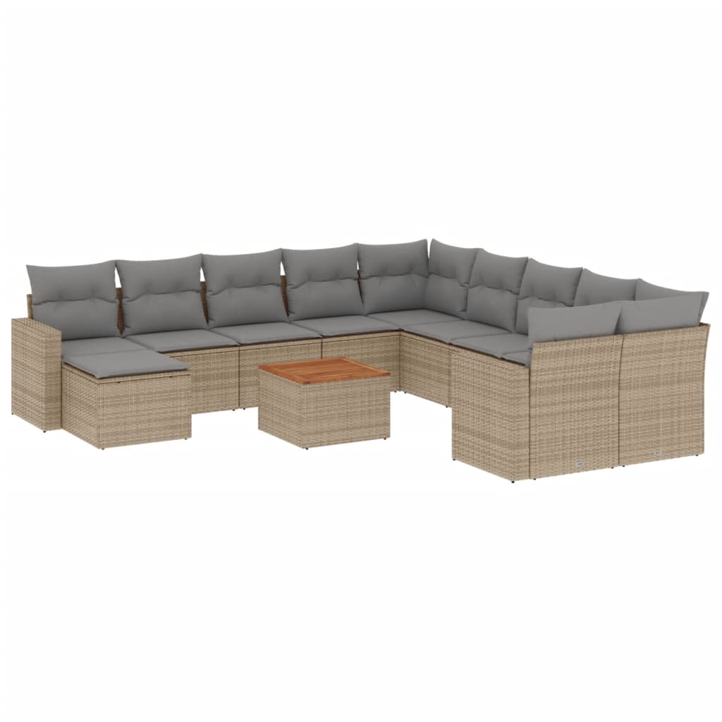 12-delige Loungeset met kussens poly rattan gemengd beige is nu te koop bij PeponiXL, paradijselijk wonen!