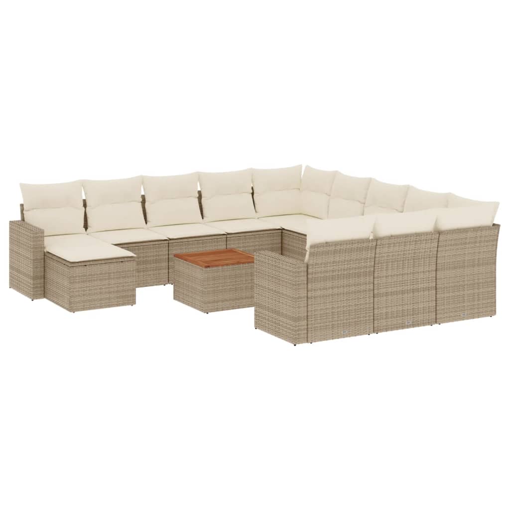 13-delige Loungeset met kussens poly rattan beige is nu te koop bij PeponiXL, paradijselijk wonen!
