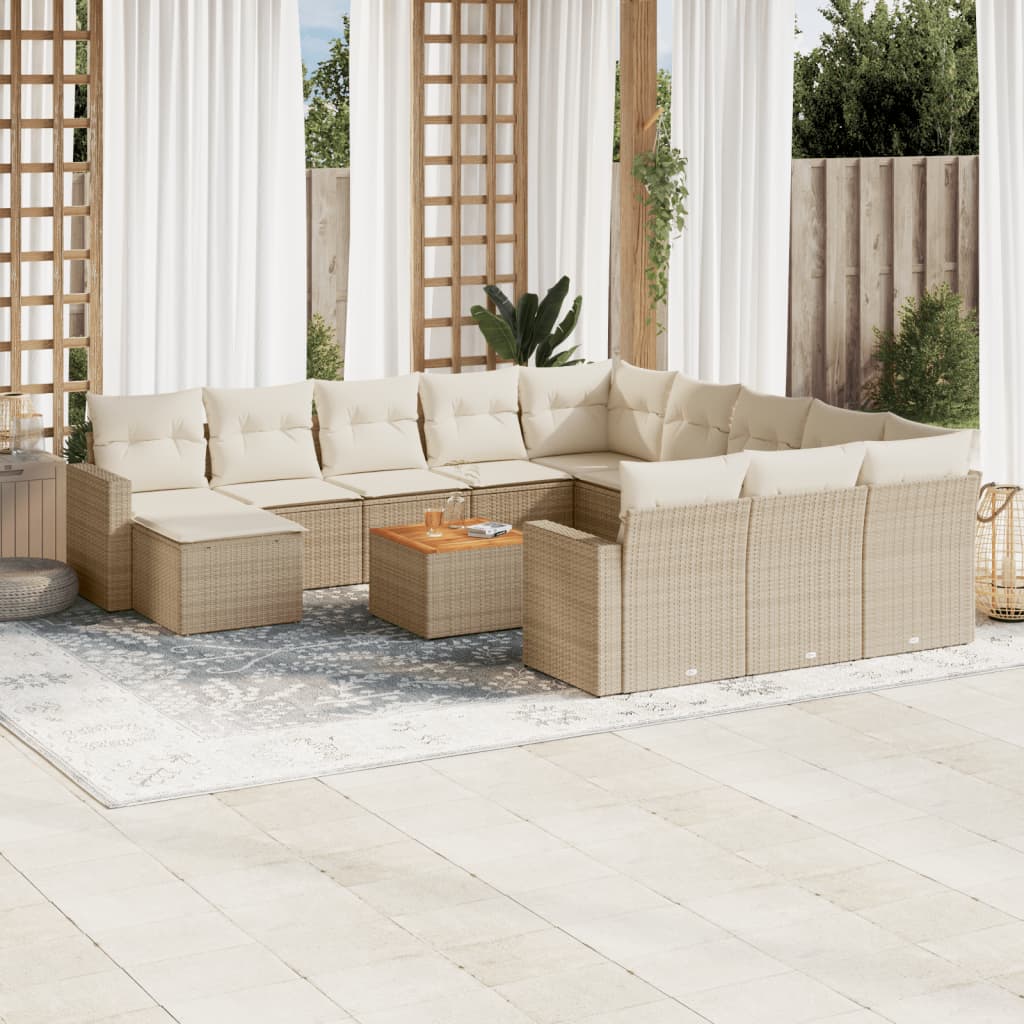 13-delige Loungeset met kussens poly rattan beige is nu te koop bij PeponiXL, paradijselijk wonen!