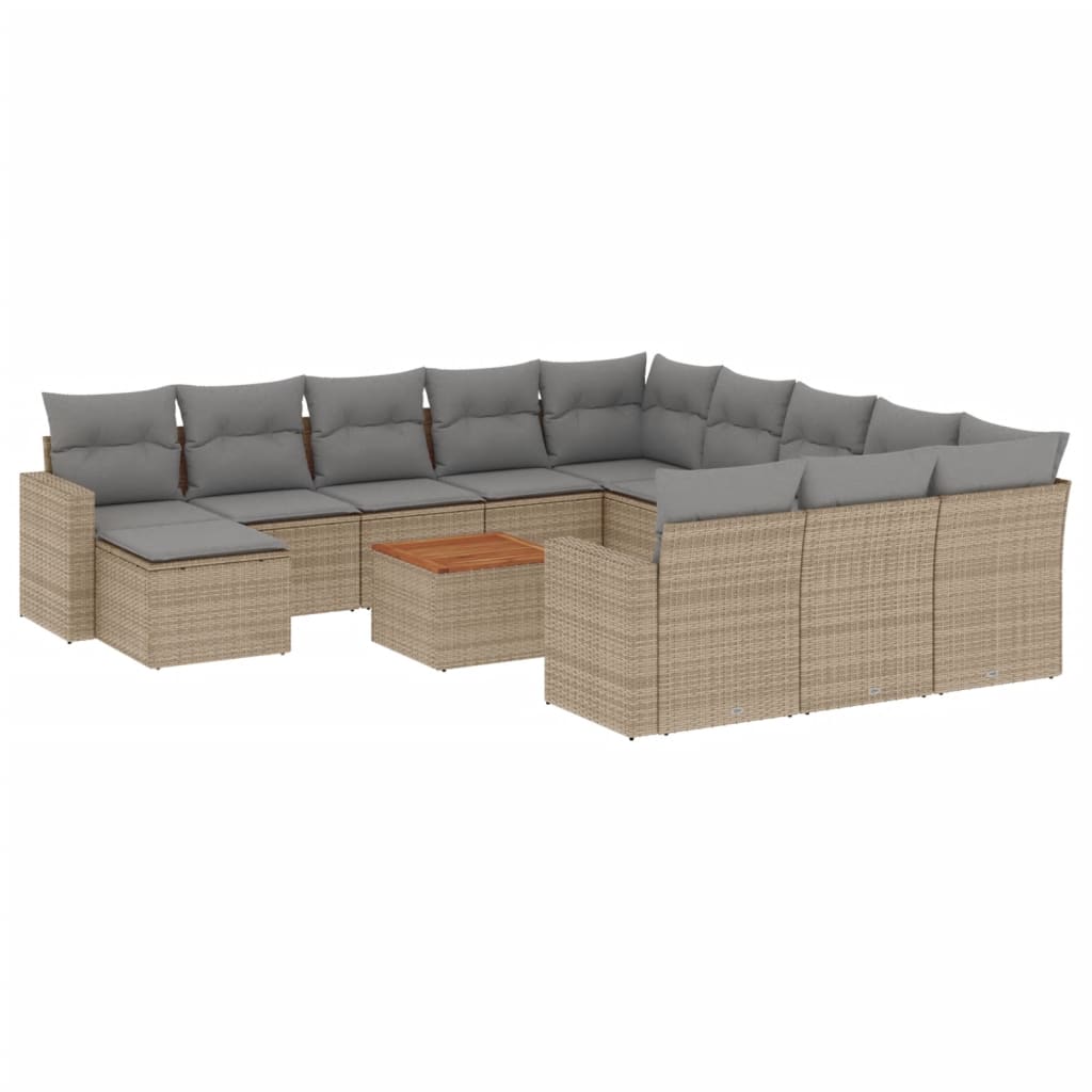 13-delige Loungeset met kussens poly rattan gemengd beige is nu te koop bij PeponiXL, paradijselijk wonen!