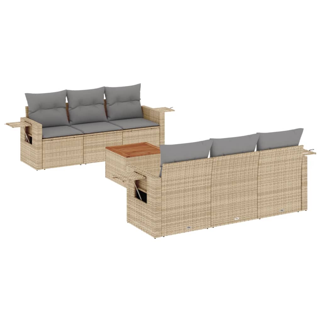 7-delige Loungeset met kussens poly rattan gemengd beige is nu te koop bij PeponiXL, paradijselijk wonen!