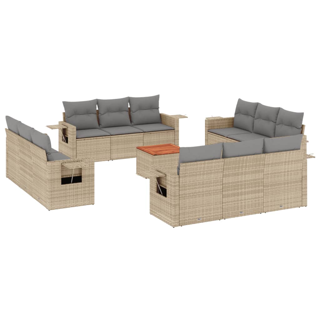 13-delige Loungeset met kussens poly rattan gemengd beige is nu te koop bij PeponiXL, paradijselijk wonen!