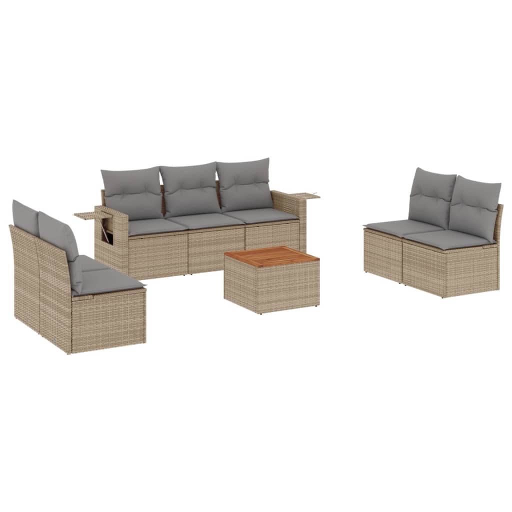 8-delige Loungeset met kussens poly rattan gemengd beige is nu te koop bij PeponiXL, paradijselijk wonen!