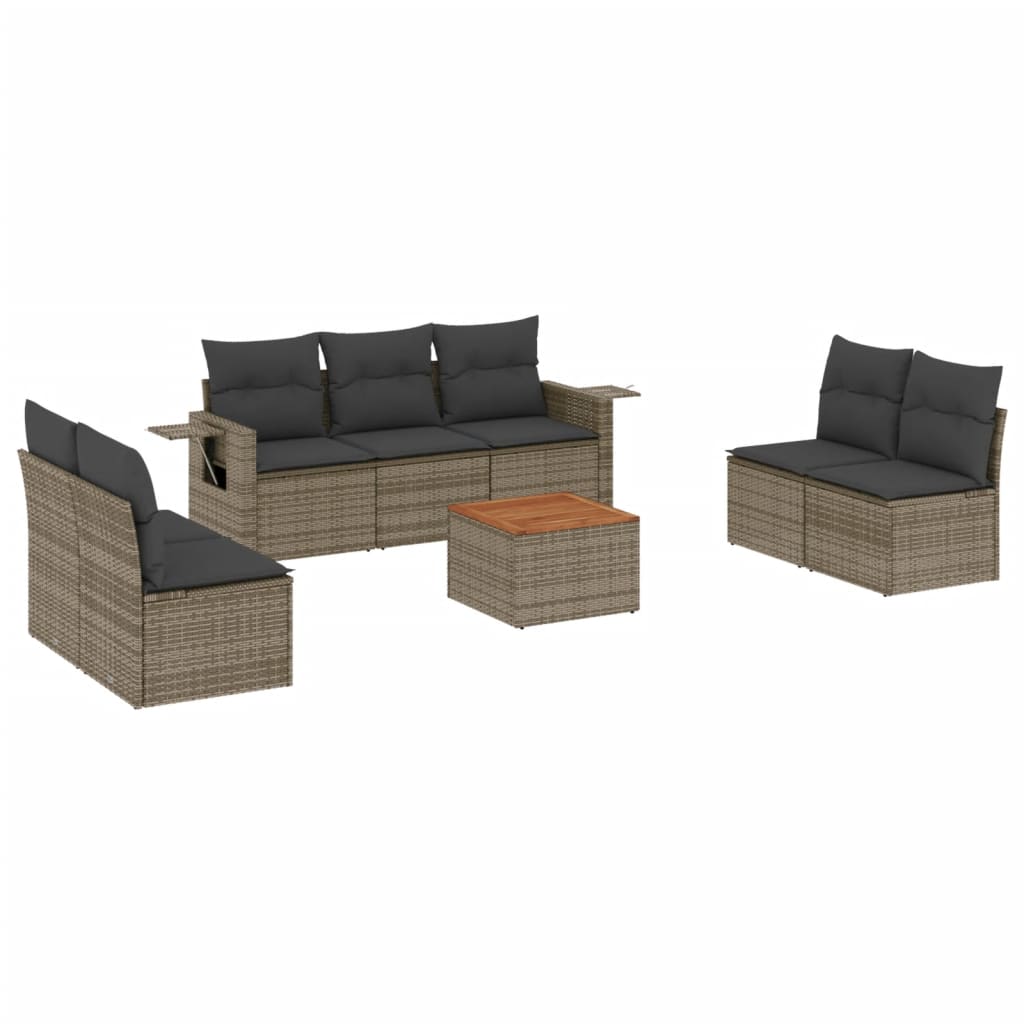 8-delige Loungeset met kussens poly rattan grijs is nu te koop bij PeponiXL, paradijselijk wonen!