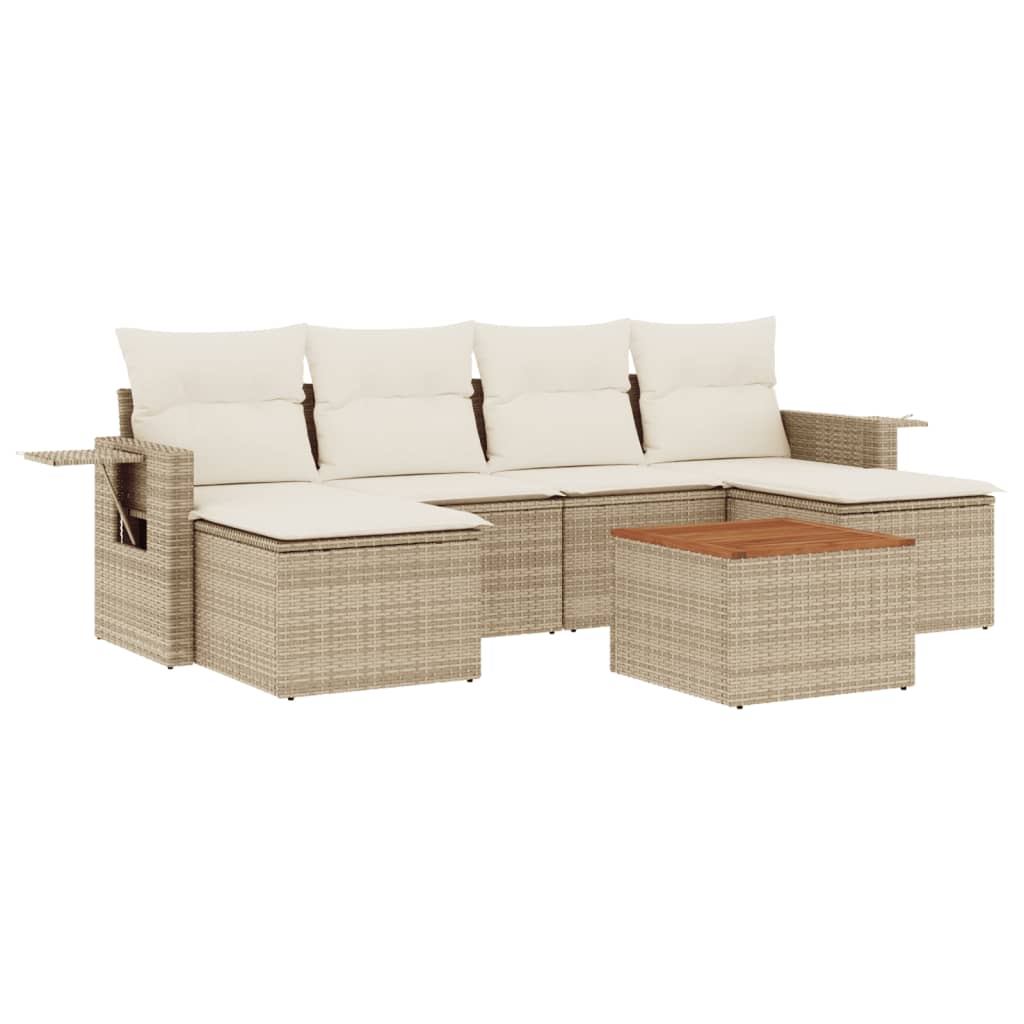 7-delige Loungeset met kussens poly rattan beige is nu te koop bij PeponiXL, paradijselijk wonen!