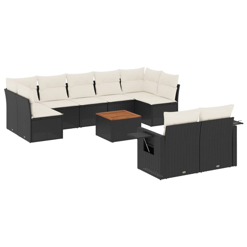 10-delige Loungeset met kussens poly rattan zwart is nu te koop bij PeponiXL, paradijselijk wonen!