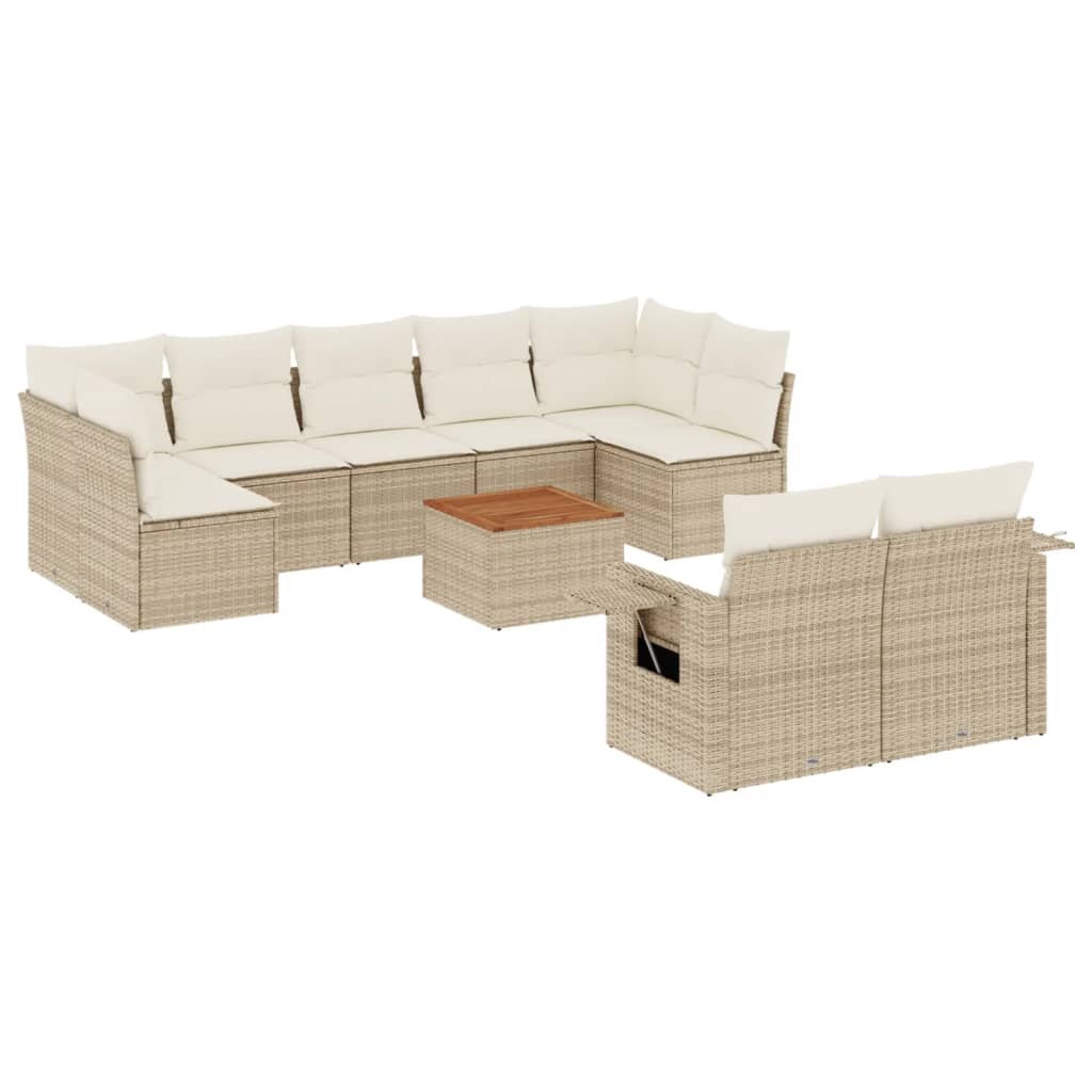 10-delige Loungeset met kussens poly rattan beige is nu te koop bij PeponiXL, paradijselijk wonen!