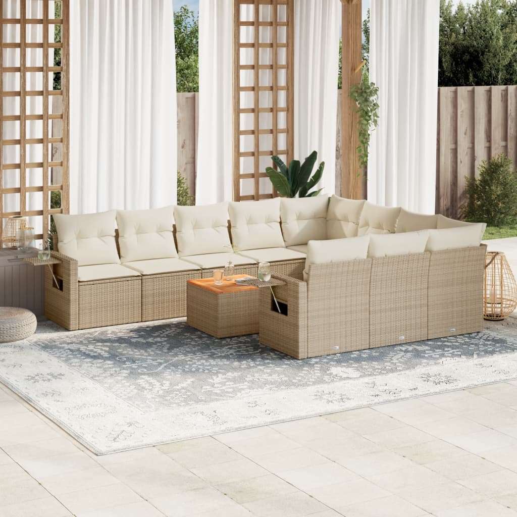 11-delige Tuinset met kussens poly rattan beige is nu te koop bij PeponiXL, paradijselijk wonen!