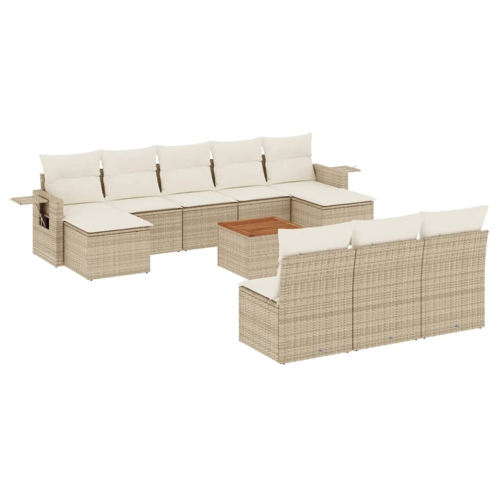 11-delige Tuinset met kussens poly rattan beige is nu te koop bij PeponiXL, paradijselijk wonen!