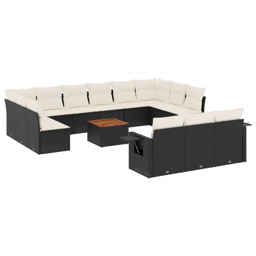 14-delige Loungeset met kussens poly rattan zwart is nu te koop bij PeponiXL, paradijselijk wonen!