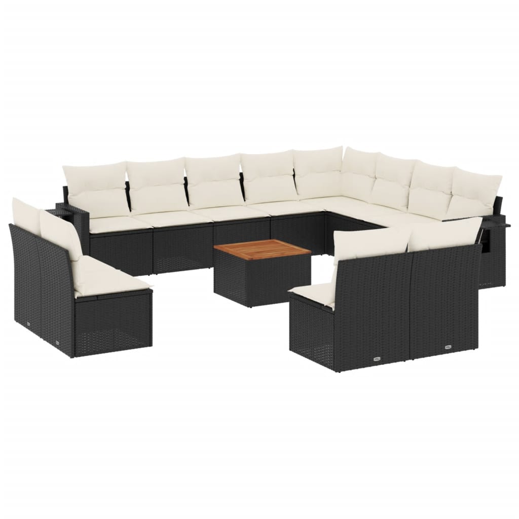 13-delige Loungeset met kussens poly rattan zwart is nu te koop bij PeponiXL, paradijselijk wonen!