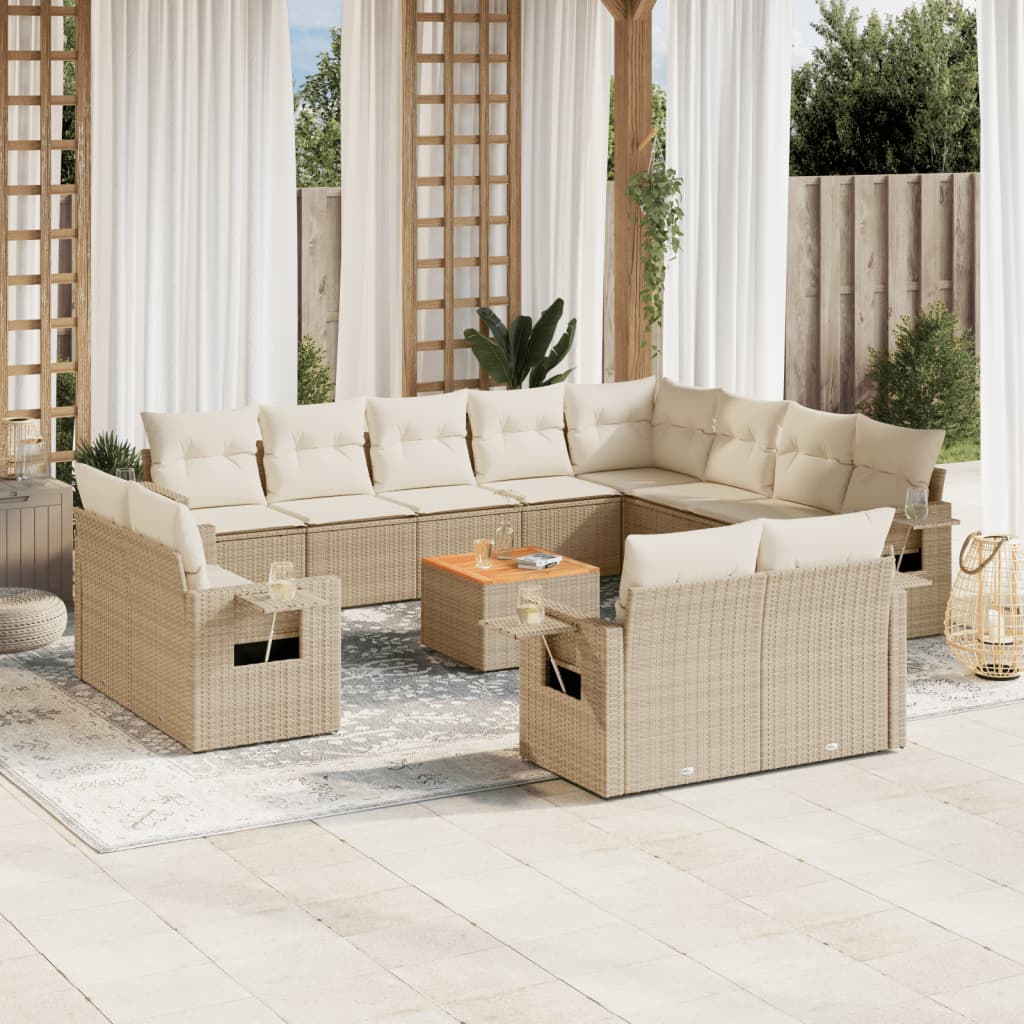 13-delige Loungeset met kussens poly rattan beige is nu te koop bij PeponiXL, paradijselijk wonen!