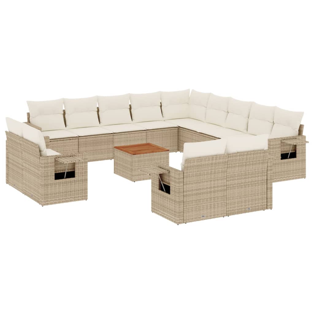 14-delige Loungeset met kussens poly rattan beige is nu te koop bij PeponiXL, paradijselijk wonen!