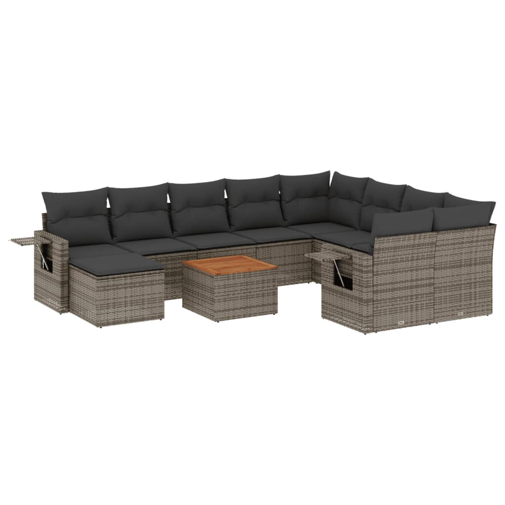 11-delige Loungeset met kussens poly rattan grijs is nu te koop bij PeponiXL, paradijselijk wonen!