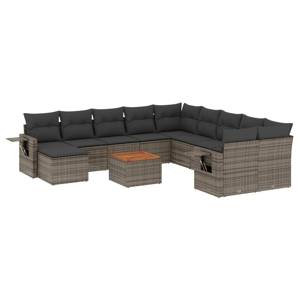 12-delige Loungeset met kussens poly rattan grijs is nu te koop bij PeponiXL, paradijselijk wonen!