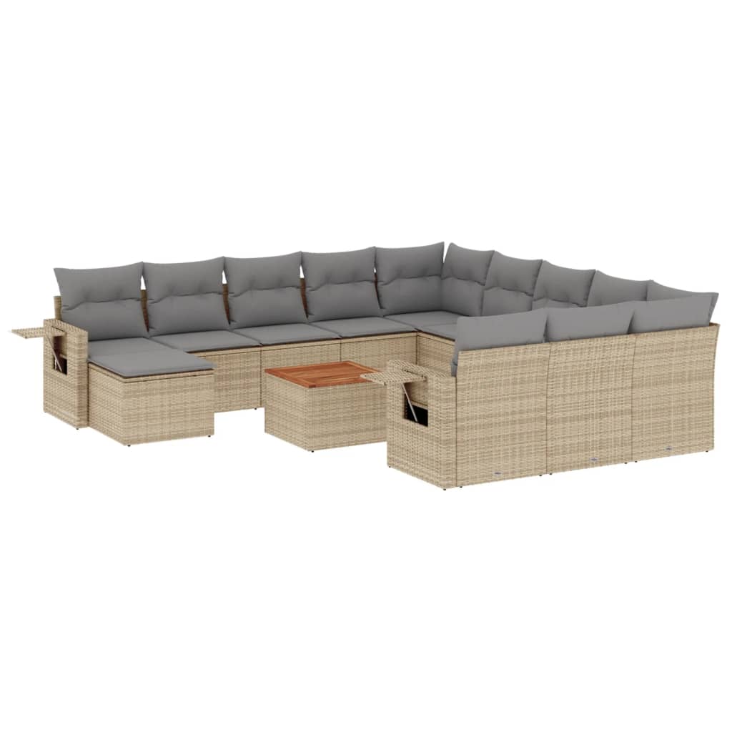 13-delige Loungeset met kussens poly rattan gemengd beige is nu te koop bij PeponiXL, paradijselijk wonen!