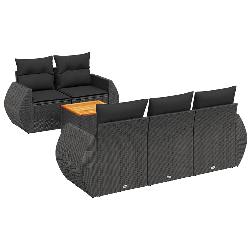 6-delige Loungeset met kussens poly rattan zwart is nu te koop bij PeponiXL, paradijselijk wonen!