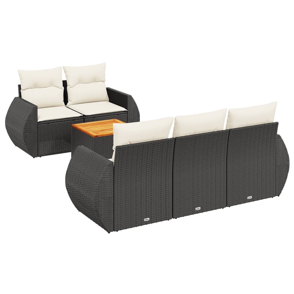 6-delige Loungeset met kussens poly rattan zwart is nu te koop bij PeponiXL, paradijselijk wonen!